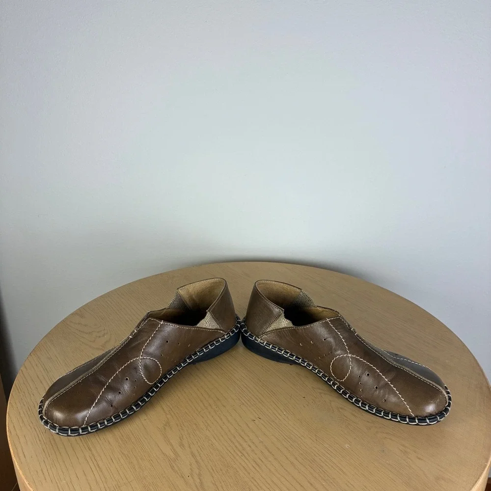 Josef Seibel Brown Slip On Loafer Contrast Stitch Flats Women's EU 38 US 7.5
